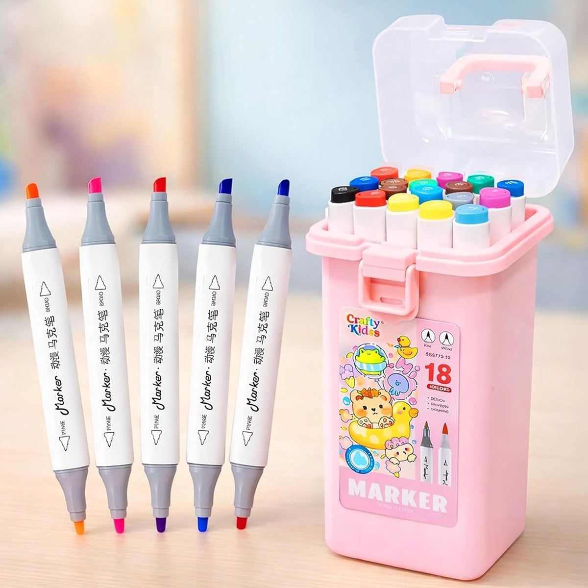 18Pc Twin Tip Coloring Sketch Markers Art Markers with Water-Based Non-Toxic Ink | Quick Drying Colorful Hig...
