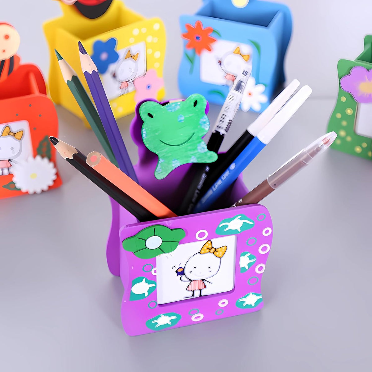 SILLYME 8pcs Wooden Pen Stand Return Gifts Birthday Party | Return Gift for Kids Age 6-10 & 10-12 - Birthday Return G...