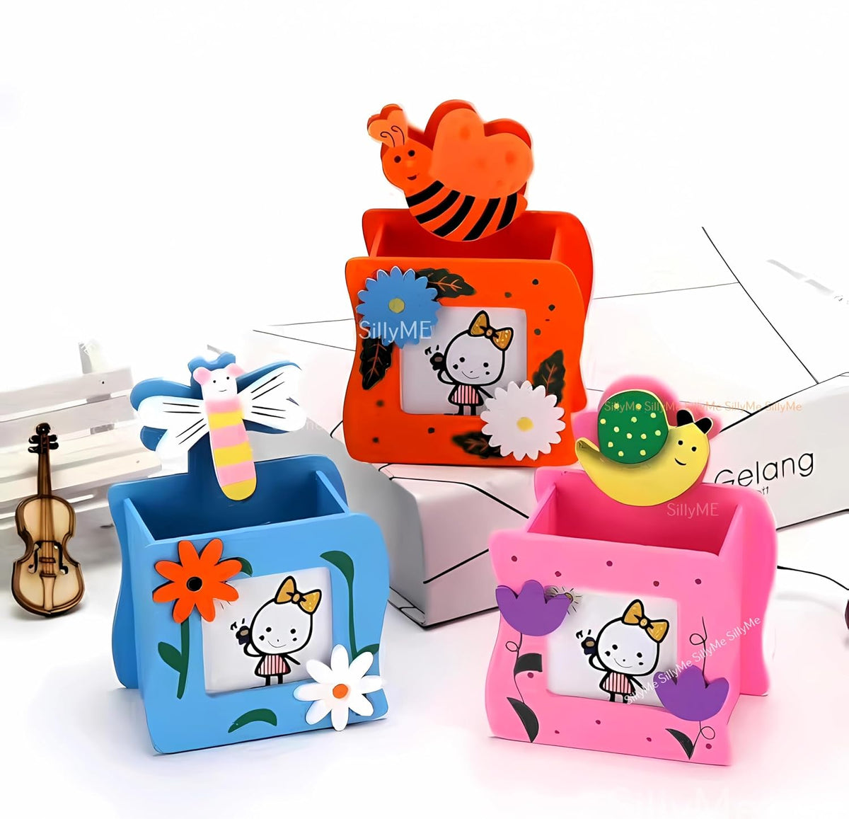 SILLYME 8pcs Wooden Pen Stand Return Gifts Birthday Party | Return Gift for Kids Age 6-10 & 10-12 - Birthday Return G...
