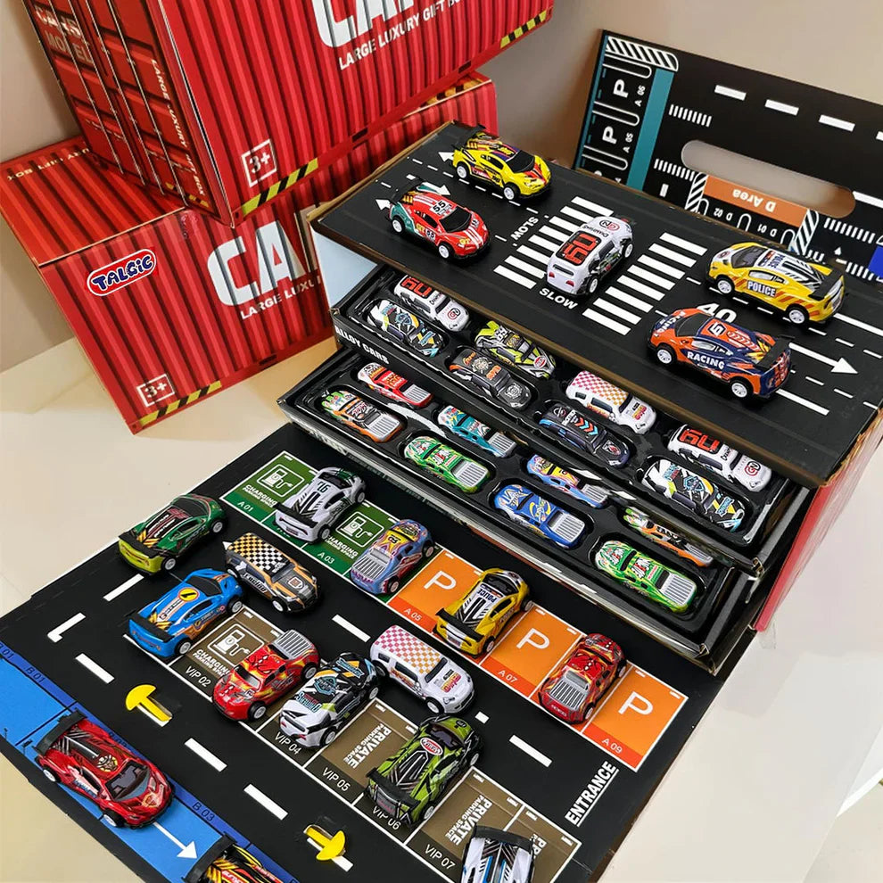 48pc Pull-Back Mini Racing Cars with Container