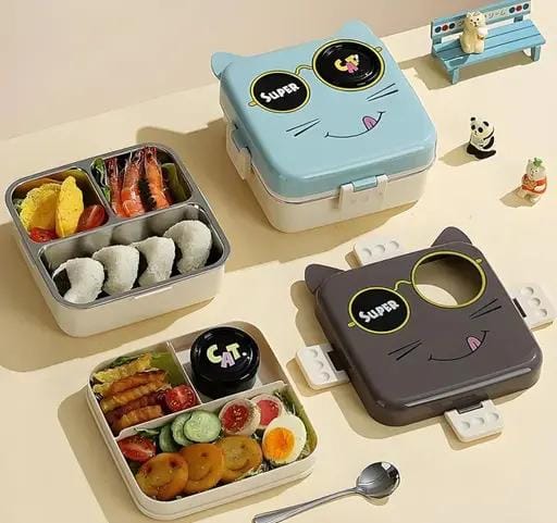 Cat Shaped Stainless Steel Lunch Box (1pc)