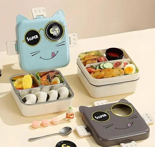 Cat Shaped Stainless Steel Lunch Box (1pc)