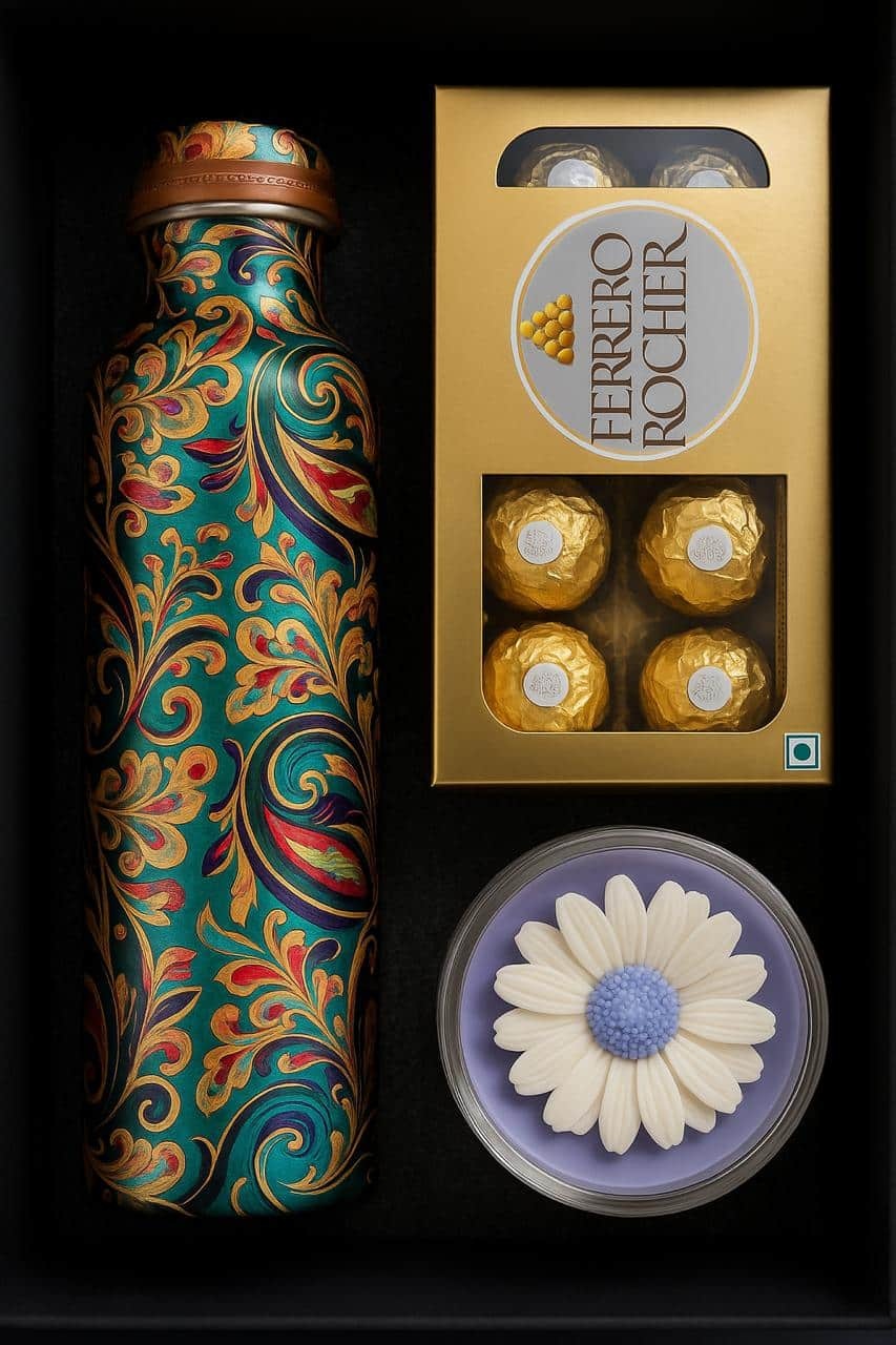 GG Luxe Gourmet Hamper 10 – Designer Copper Bottle Gift Hamper (GGLGH10)