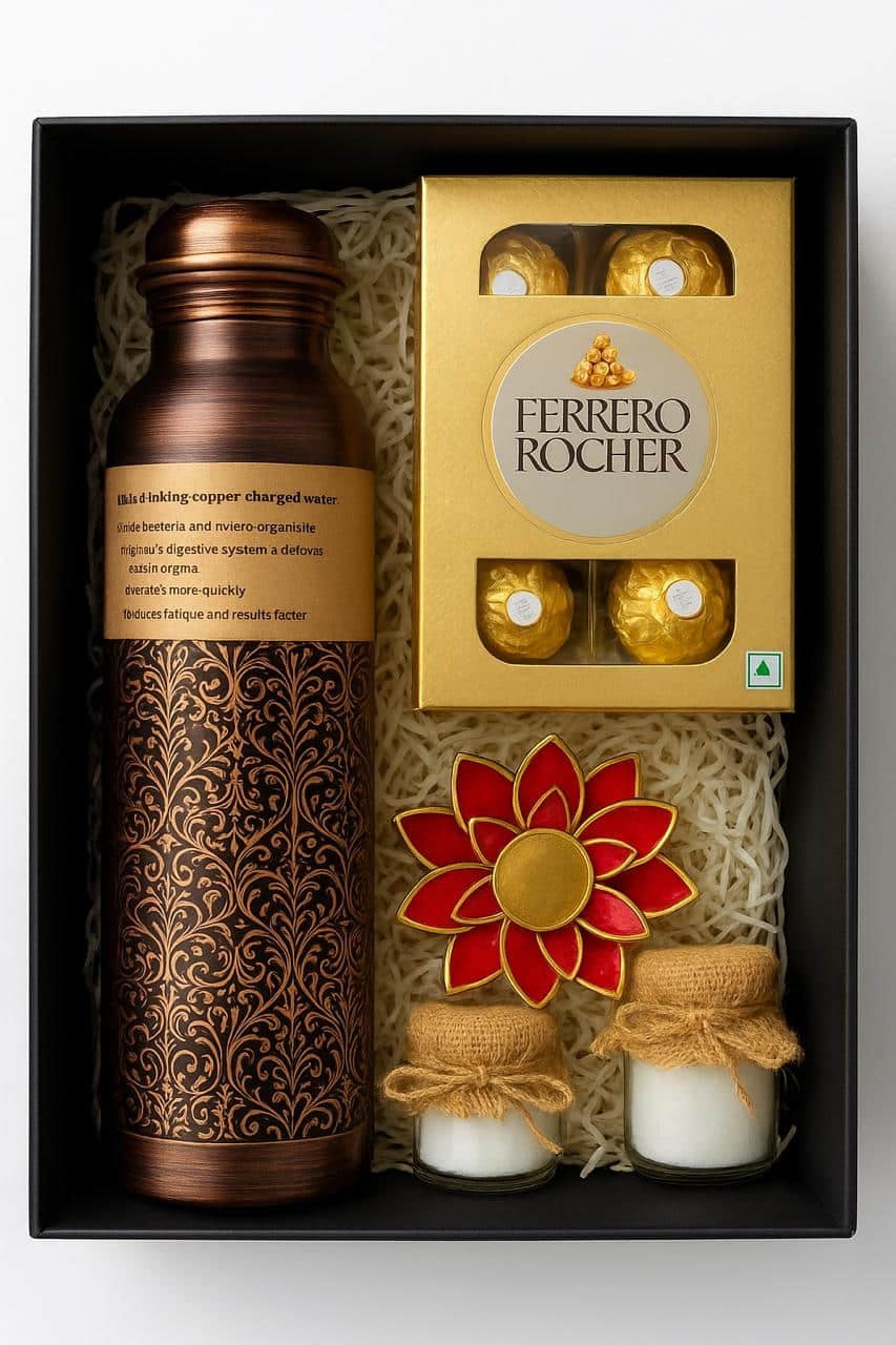 GG Luxe Gourmet Hamper 11 – Copper Bottle & Candle Gift Hamper (GGLGH11)