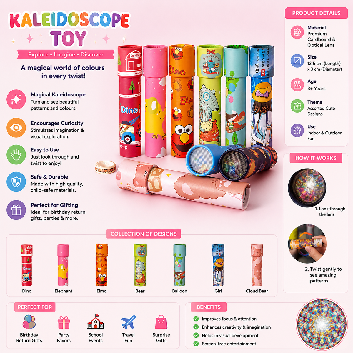 Kids Kaleidoscope Toy – Colourful Twist & Discover Toy