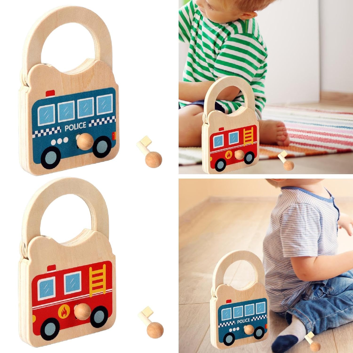 Wooden Lock and Key Toy (1pc)