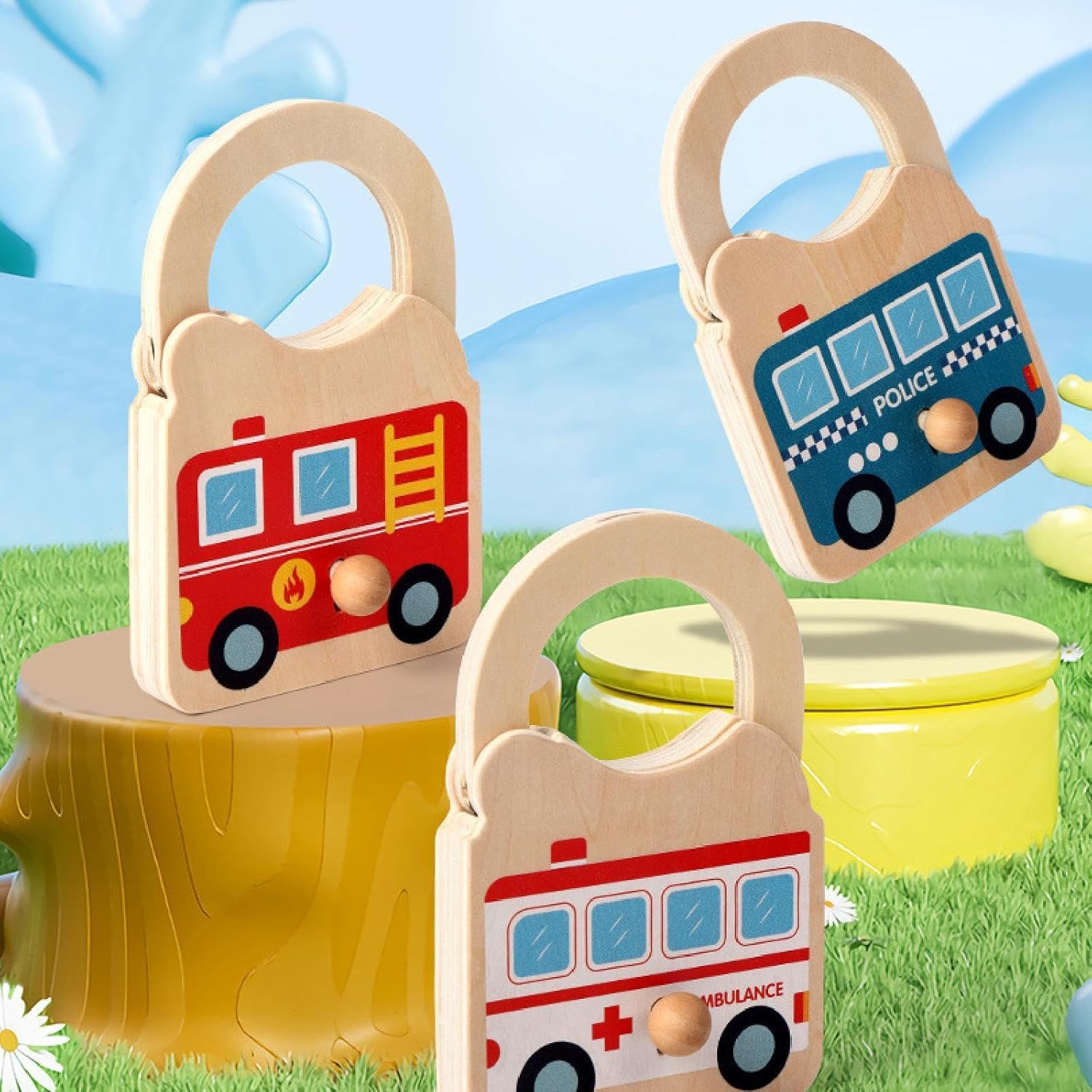 Wooden Lock and Key Toy (1pc)
