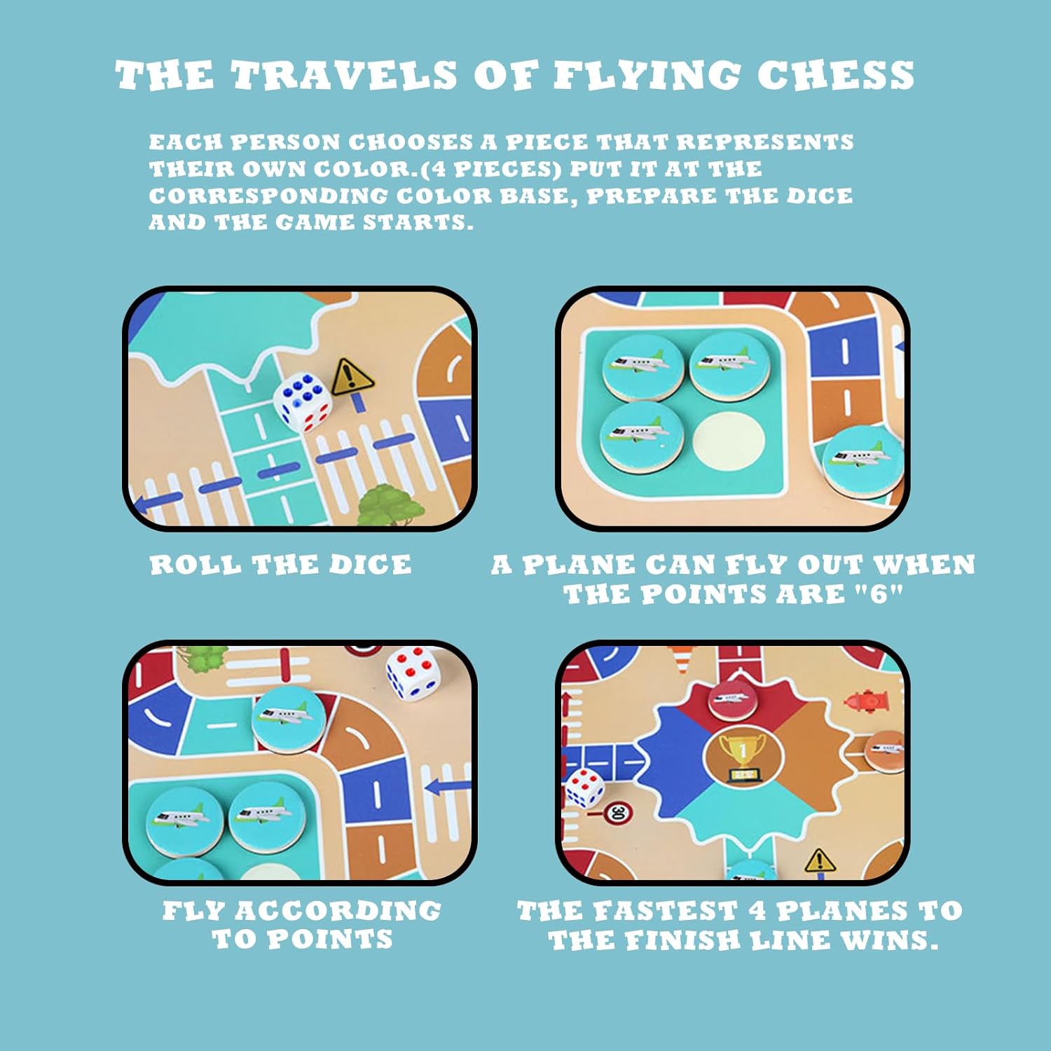 4 in 1 Wooden Magnetic Flying Chess Board