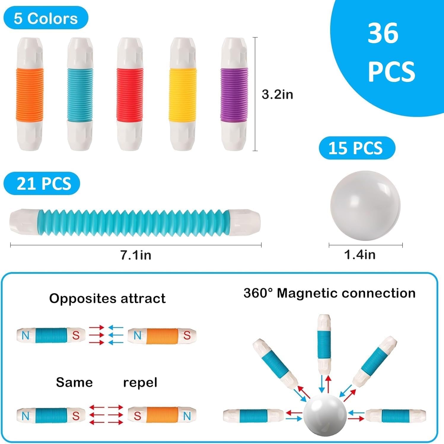 Flexible Magnetic tubes (36 pcs)