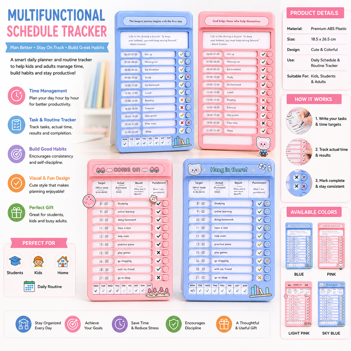 Multifunctional Schedule Tracker – Daily Routine & Habit Planner