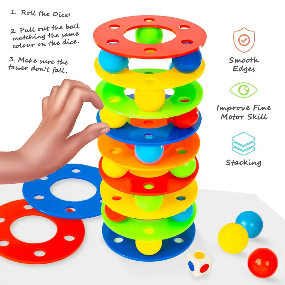 Rainbow Tower Ball |12 Rings, 42 Balls, 1 Dice
