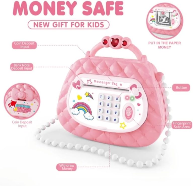 Safe Piggy Bank, Pink Cross Bag Creative Money Box Toy