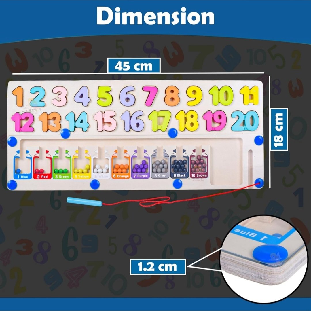 Multifunctional numeric letter and number board with magnetic maze(1pc)