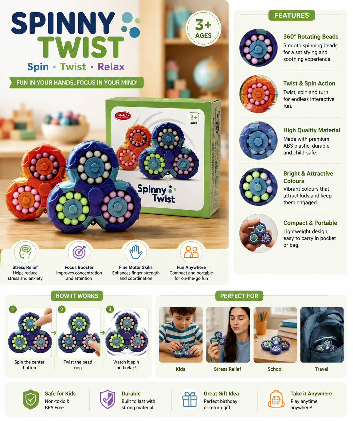 Spinny Twist Fidget Toy – Fun Interactive Sensory Toy