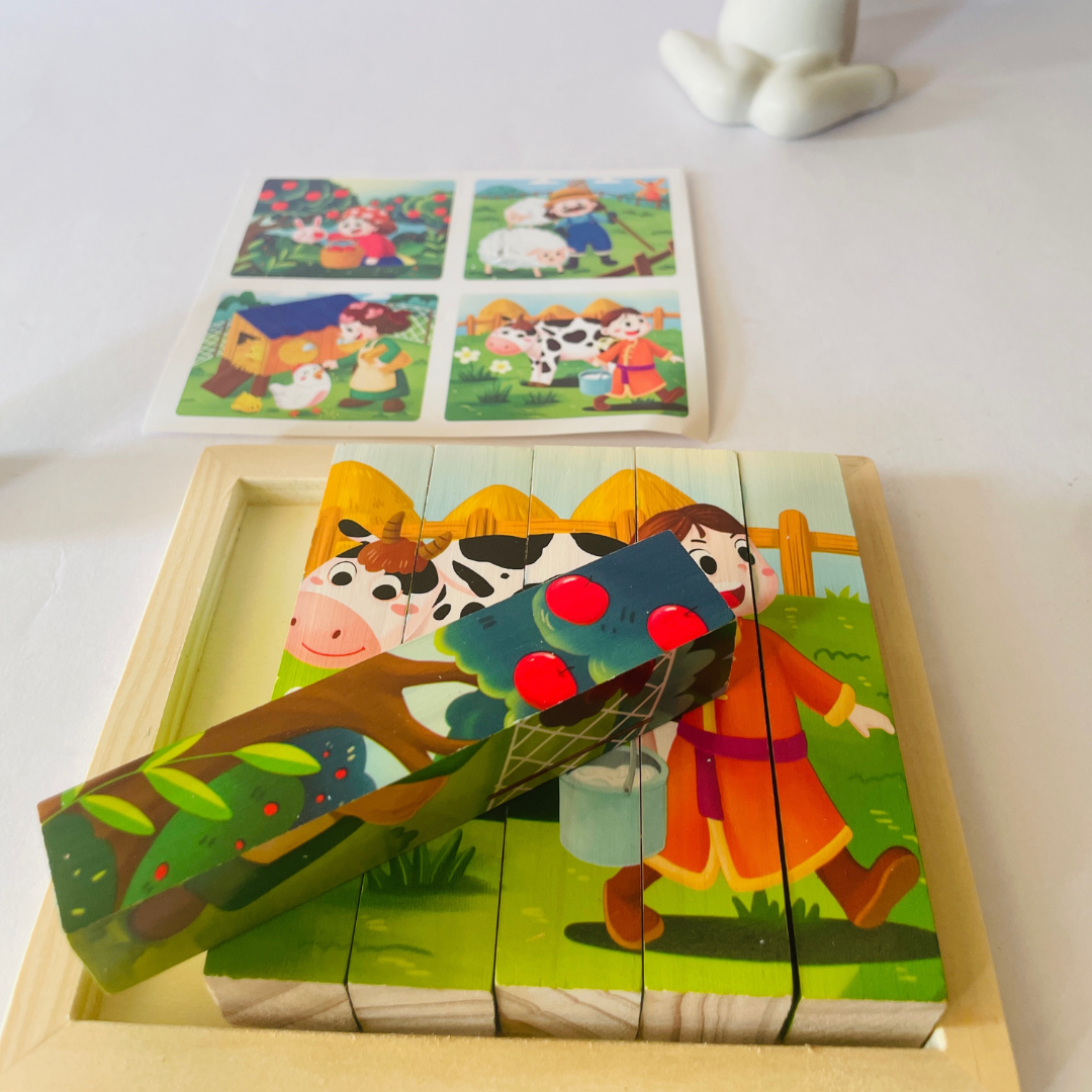 4 sided wooden strip puzzle