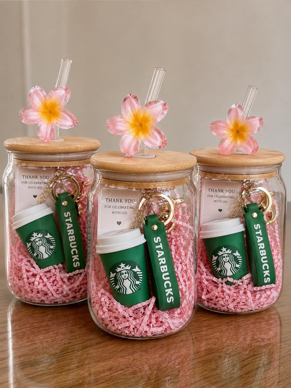 Glass sipper with wooden lid gift Combo