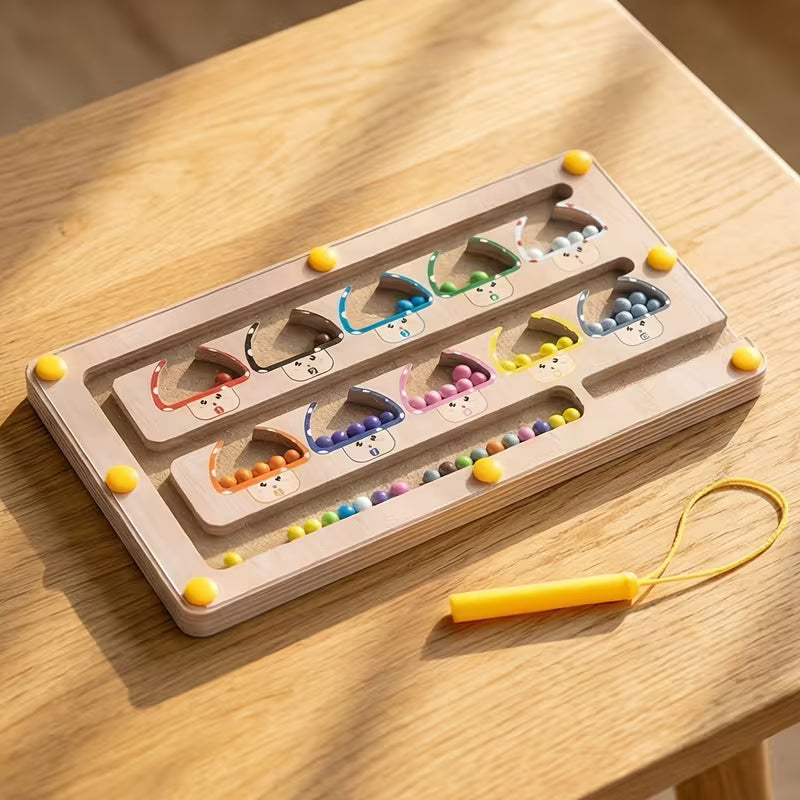 Wooden Mushroom Magnetic Color And Number Maze