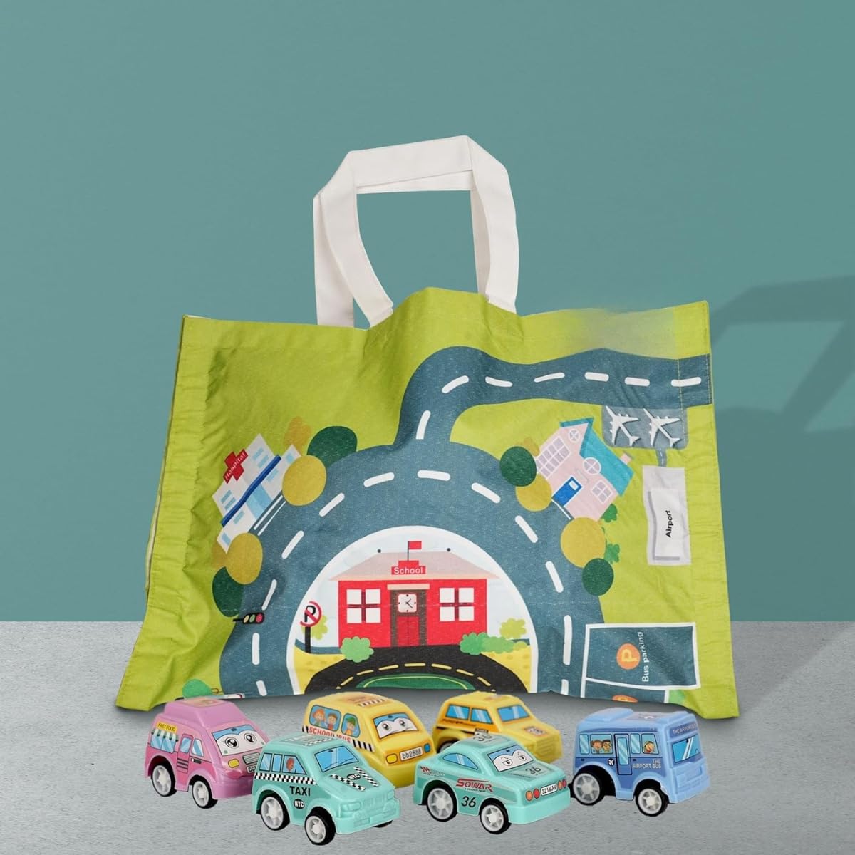Bag Mat with 6 pc Small Cars