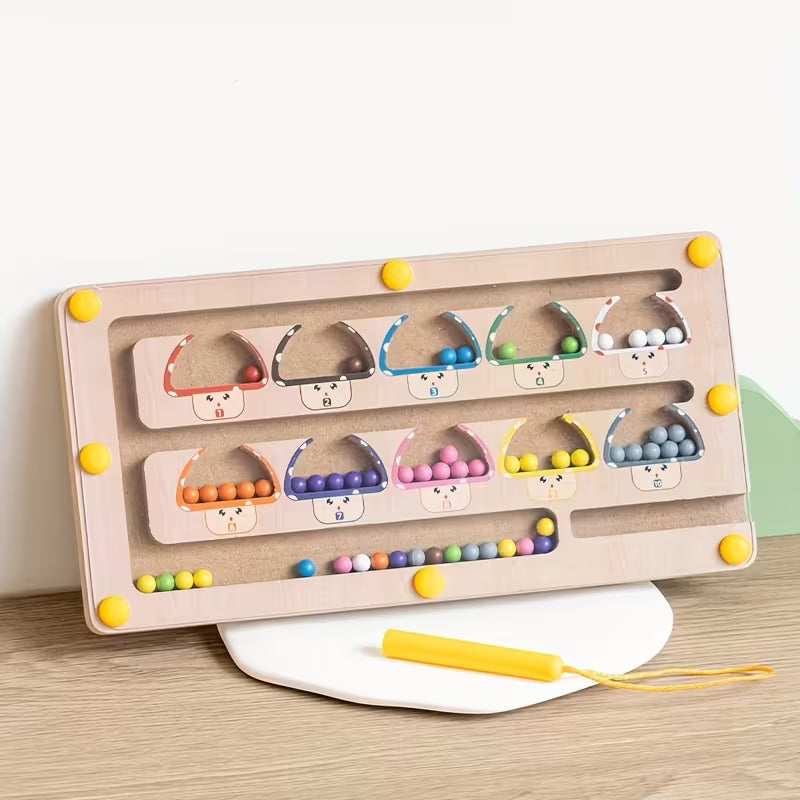 Wooden Mushroom Magnetic Color And Number Maze