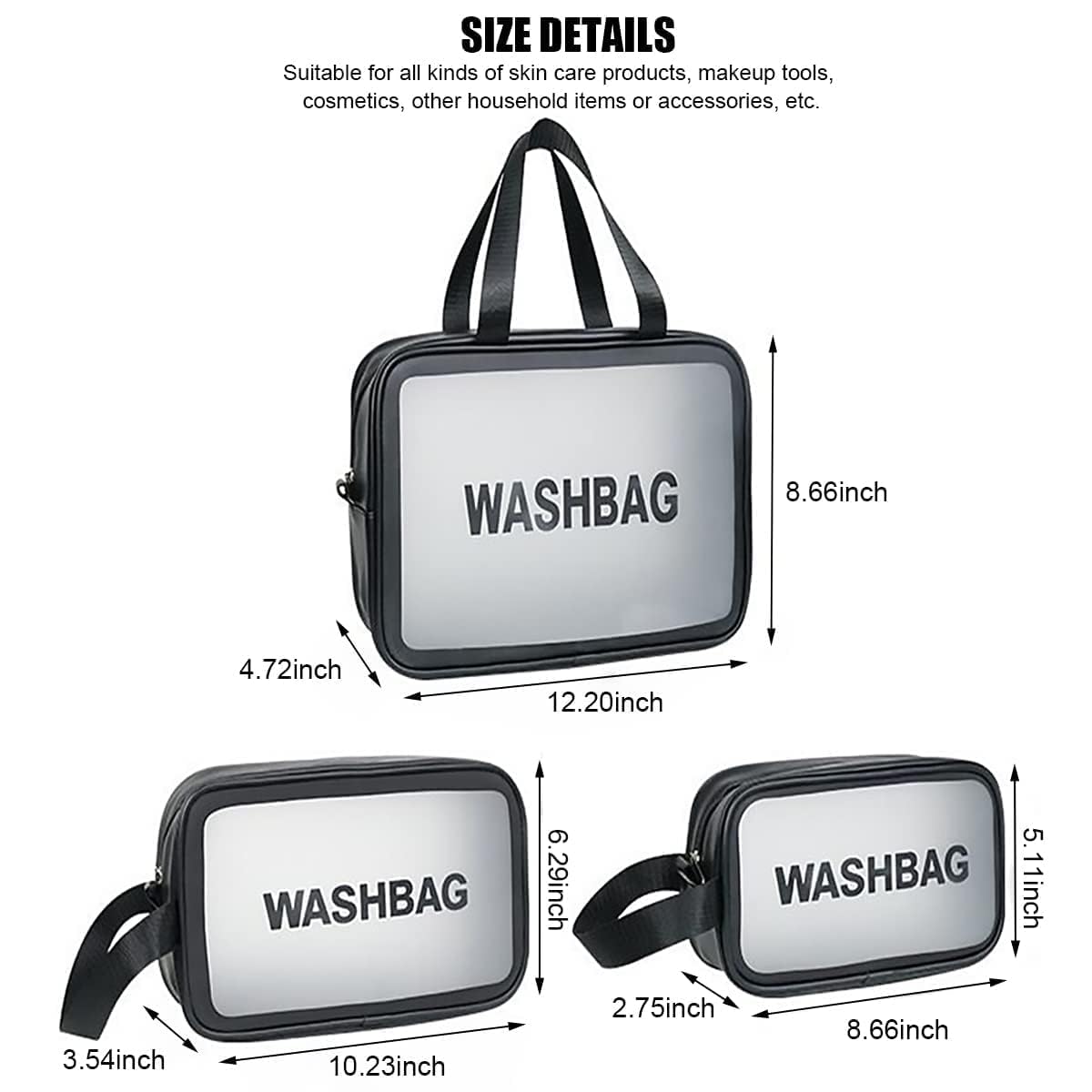 Transparent Travel Wash Bag (3PCS)