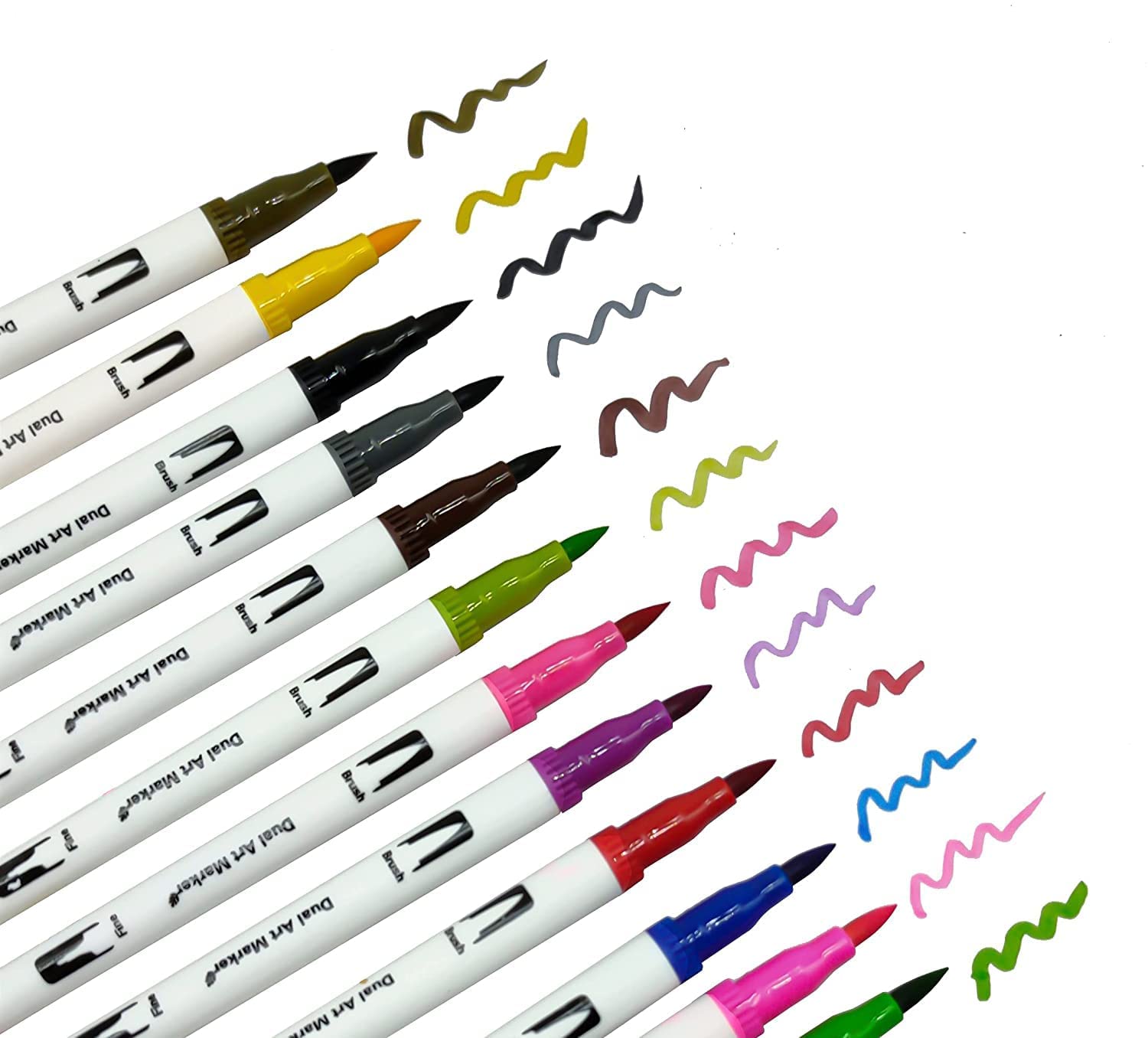24 Colours Dual Tip Brush Marker Pens