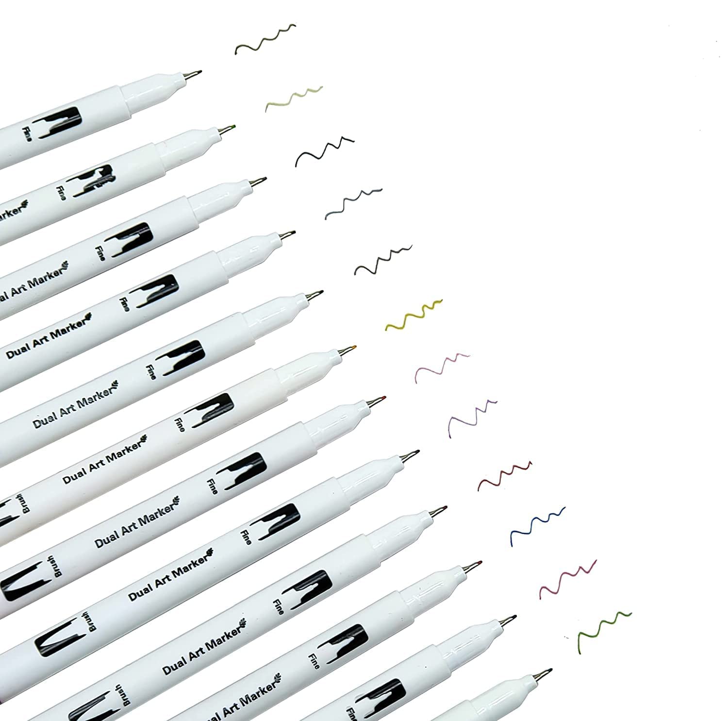 24 Colours Dual Tip Brush Marker Pens