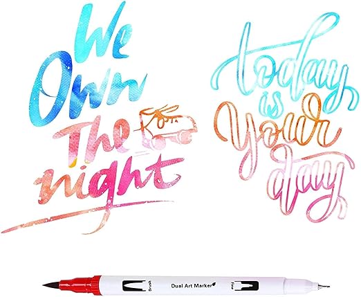 24 Colours Dual Tip Brush Marker Pens