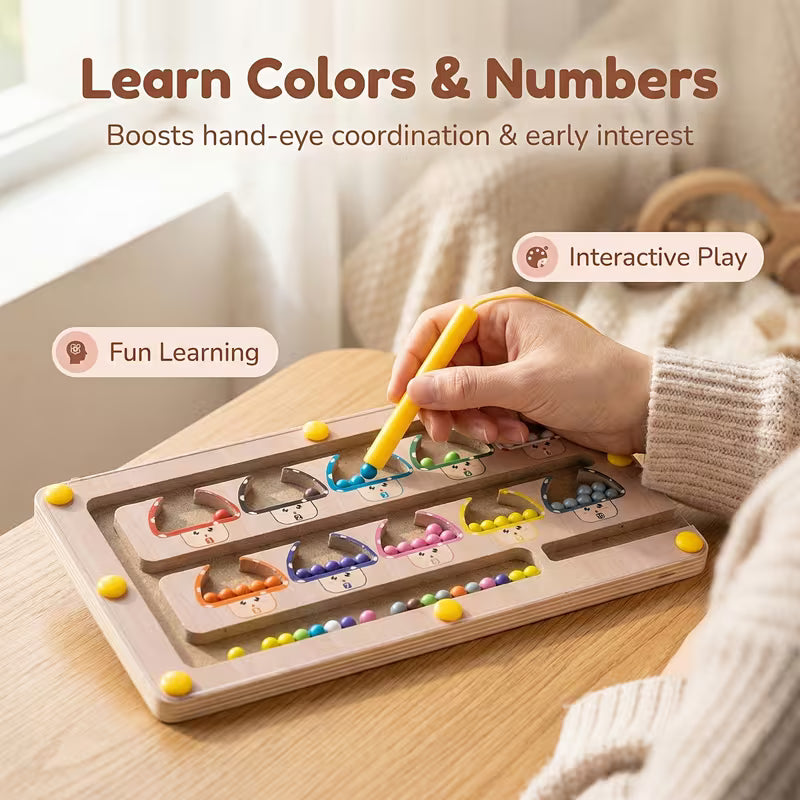 Wooden Mushroom Magnetic Color And Number Maze