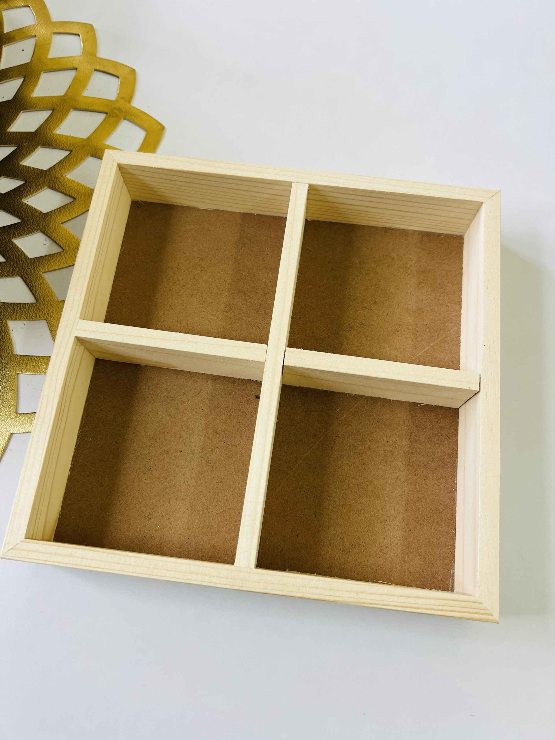4 partition wooden tray
