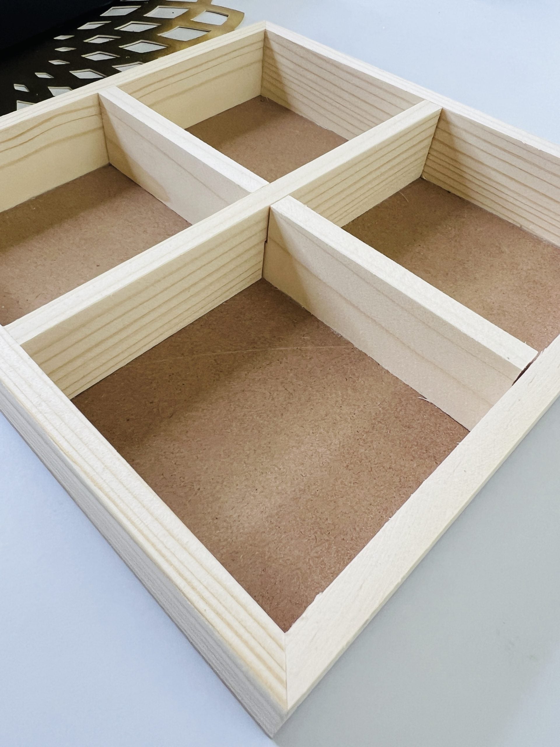 4 partition wooden tray
