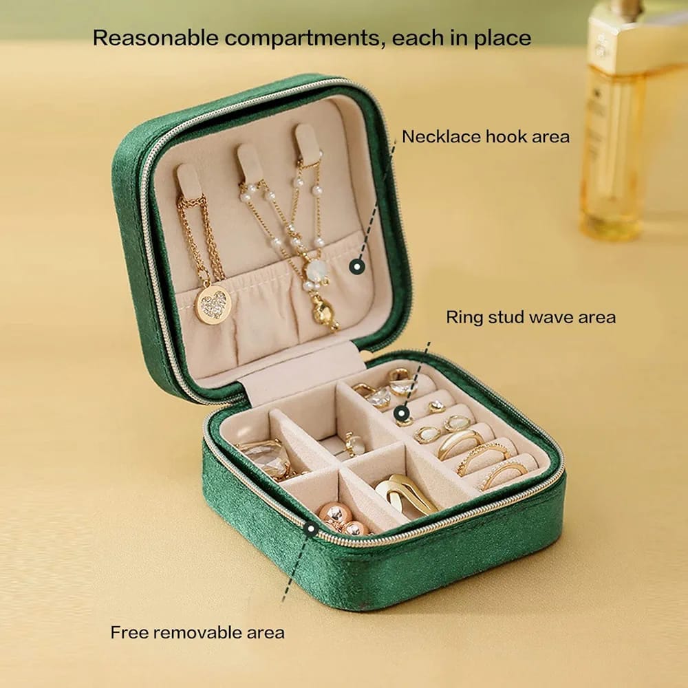 Leather Zipper Portable Jewel Box (1pc)