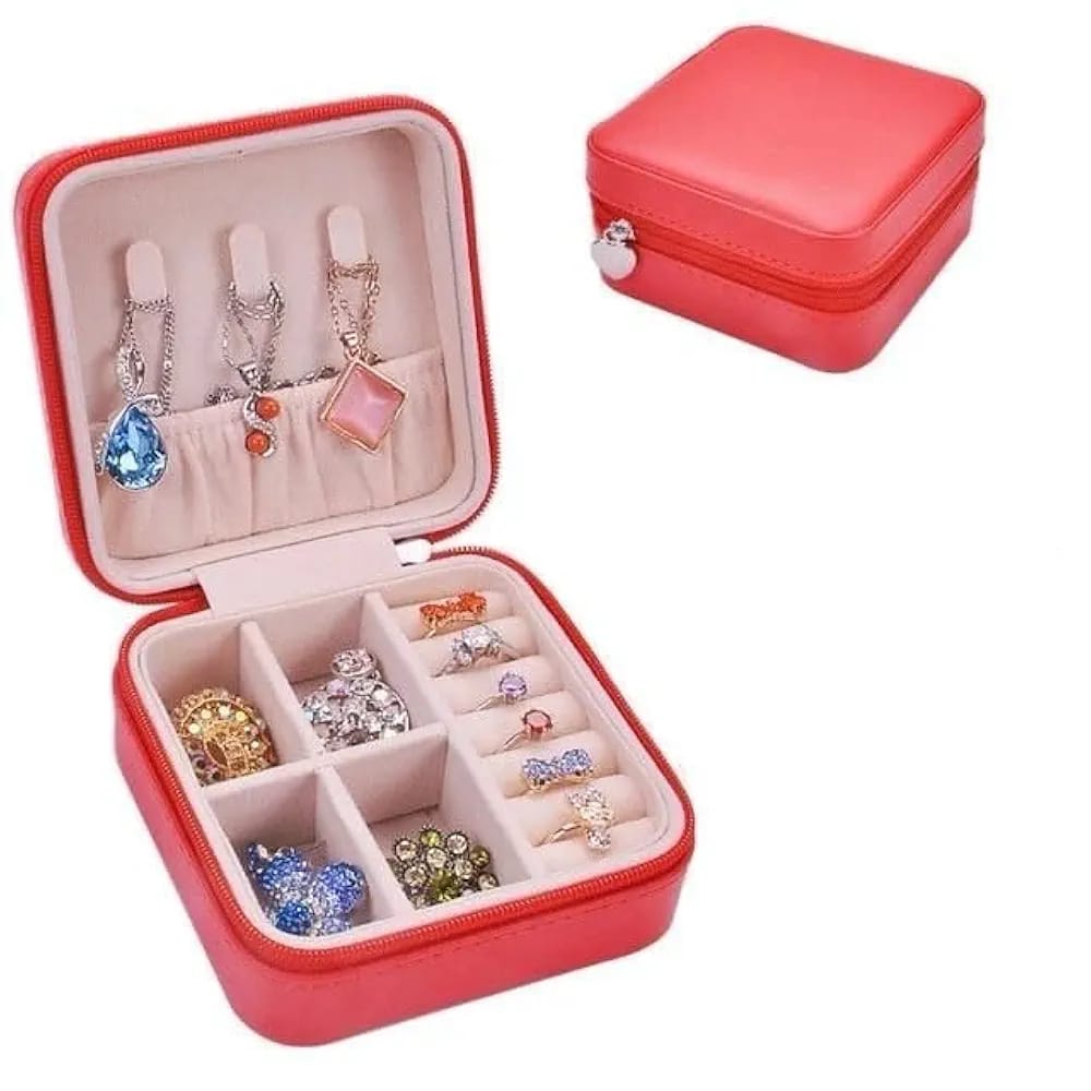 Leather Zipper Portable Jewel Box (1pc)