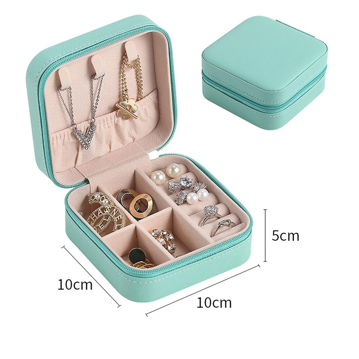 Leather Zipper Portable Jewel Box (1pc)