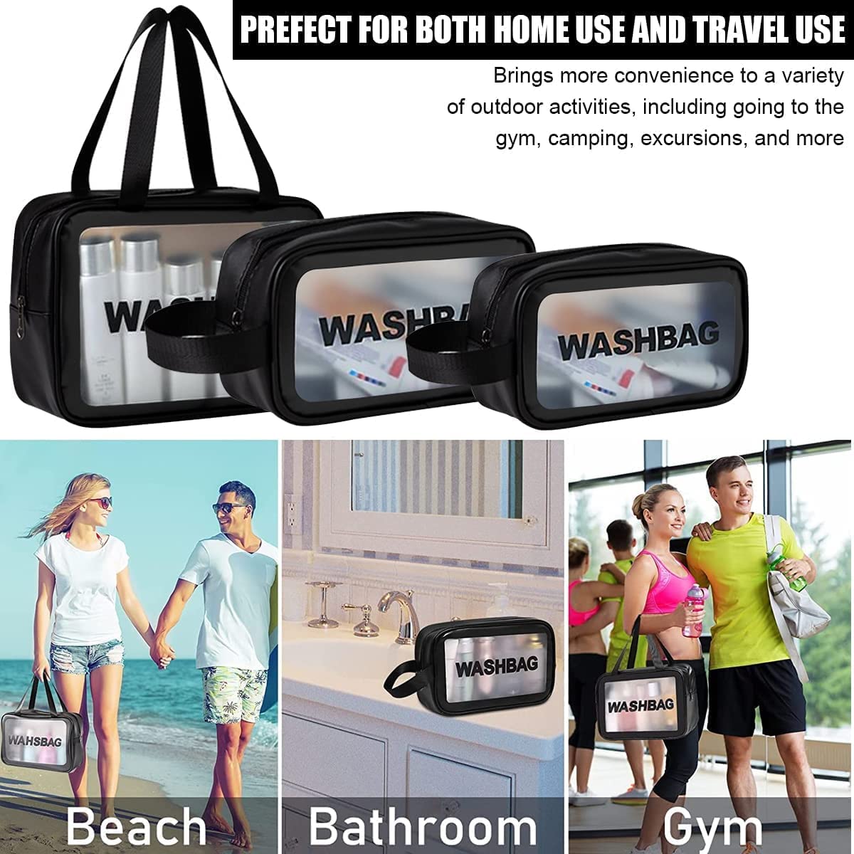 Transparent Travel Wash Bag (3PCS)