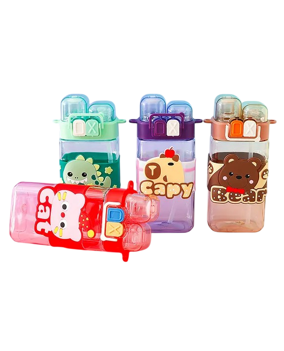 Cartoonistic Dual Drinking Caps Water Bottle (1pc)-500ml