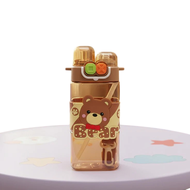 Cartoonistic Dual Drinking Caps Water Bottle (1pc)-500ml