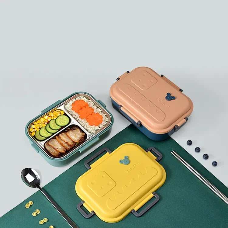3 Compartment Insulated Lunch Box Stainless Steel (800ml)