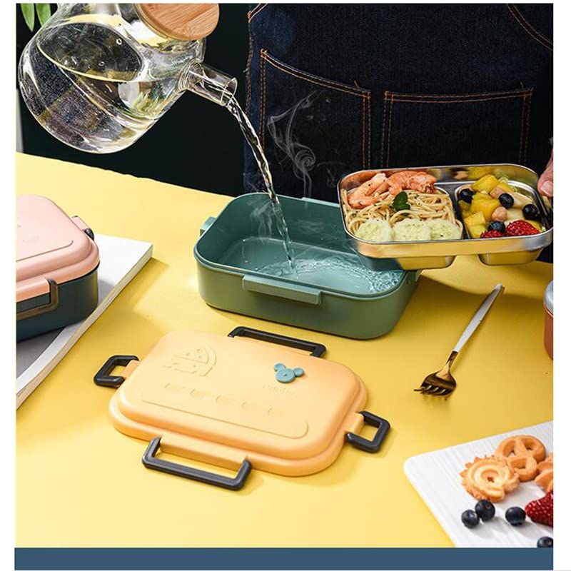 3 Compartment Insulated Lunch Box Stainless Steel (800ml)